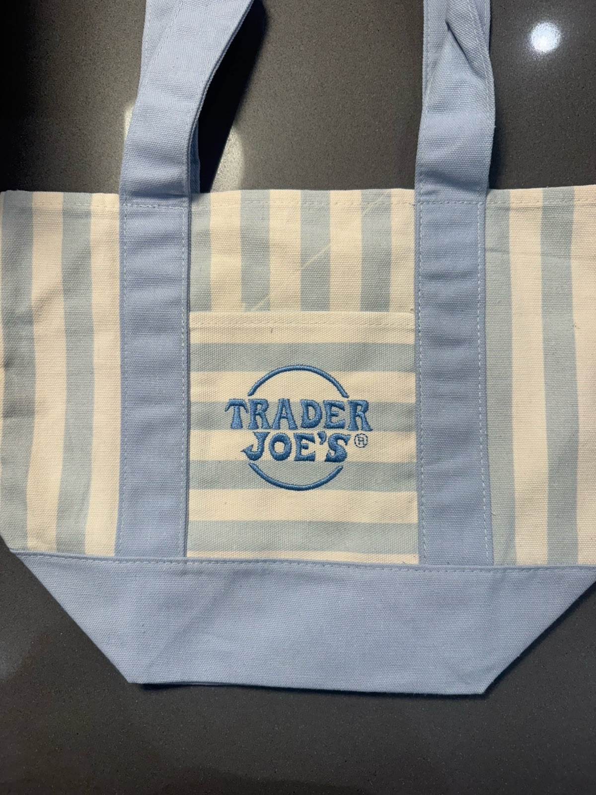 TRADER JOE’S MINI PASTEL STRIPE CANVAS TOTE BAGS SET Of 4 PINK BLUE GREEN BEIGE
