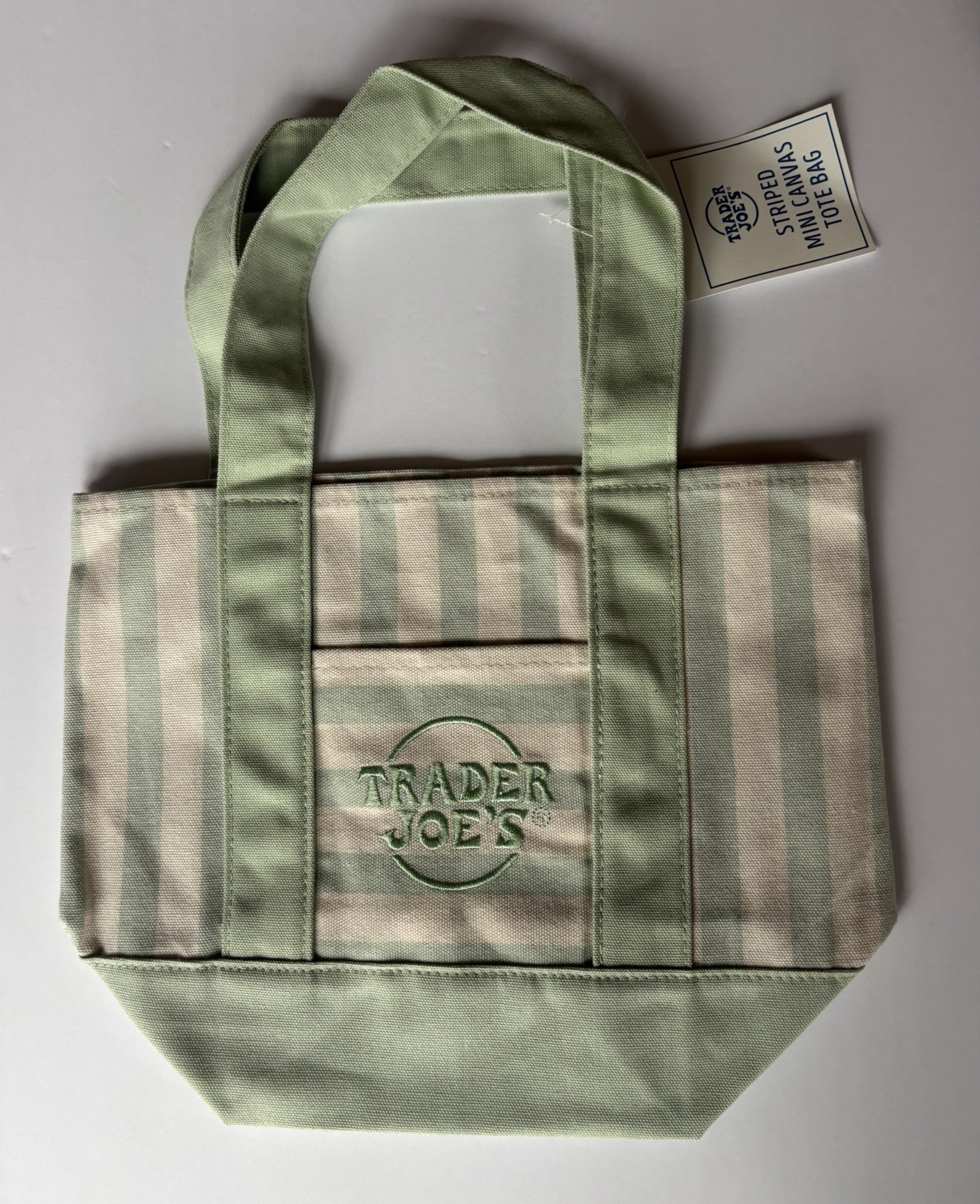 Trader Joe’s Mini Pastel Stripe Canvas Tote Bag Limited Edition Set Of 4