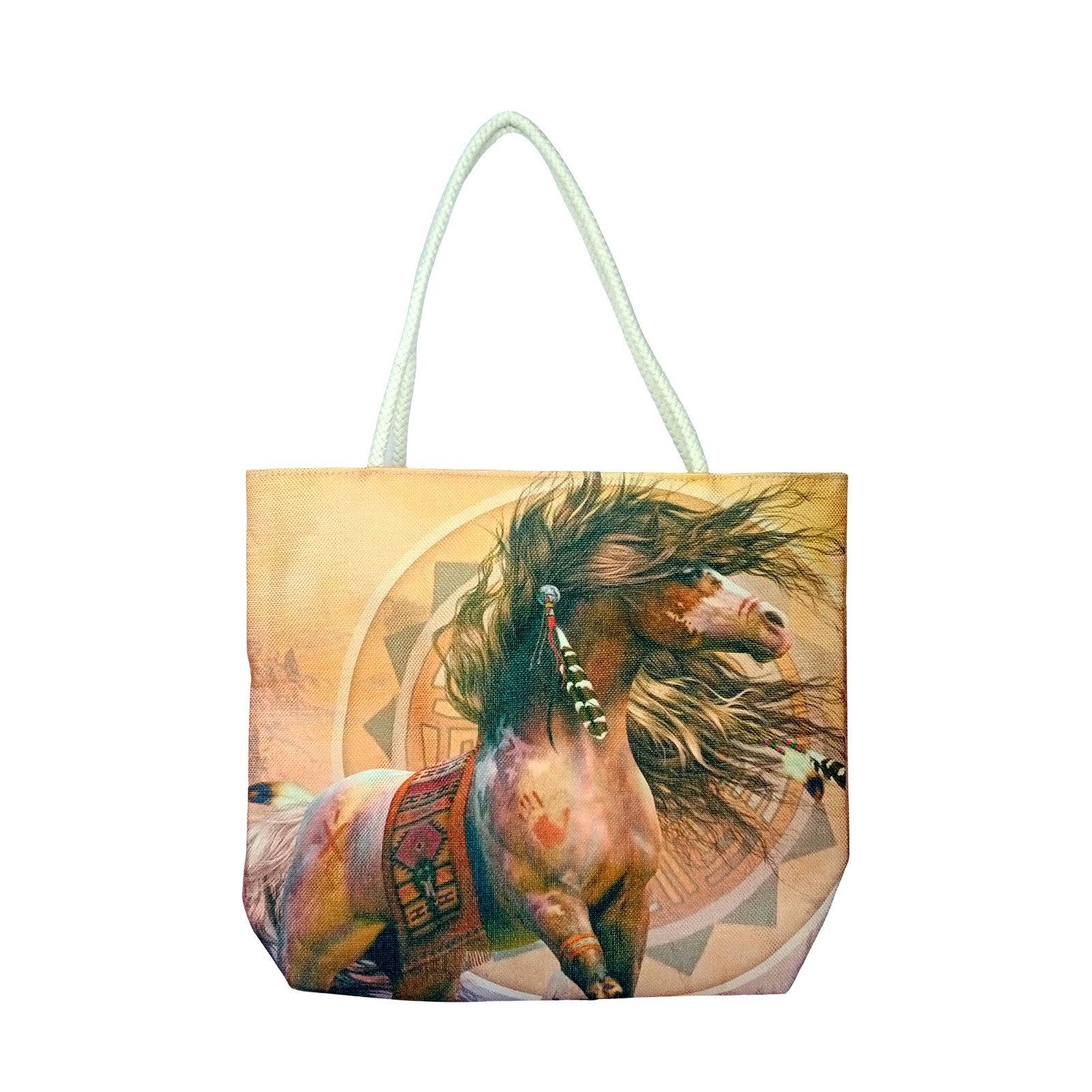 Spirit Warrior Jute Tote Bag 17 x 15 x 4.5 Inch | Eco-Friendly Shoulder Bag