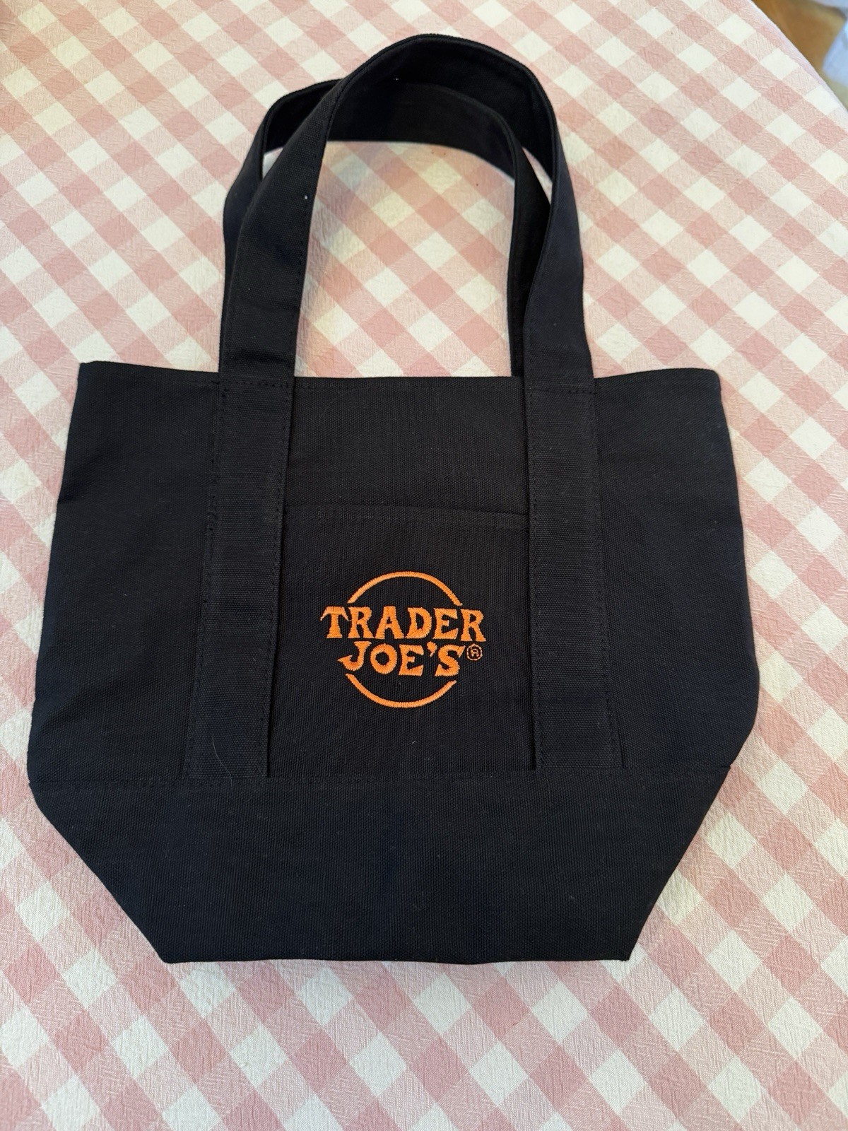 Trader Joe’s Black Canvas Foldable Tote Bag Solid Plain Reusable