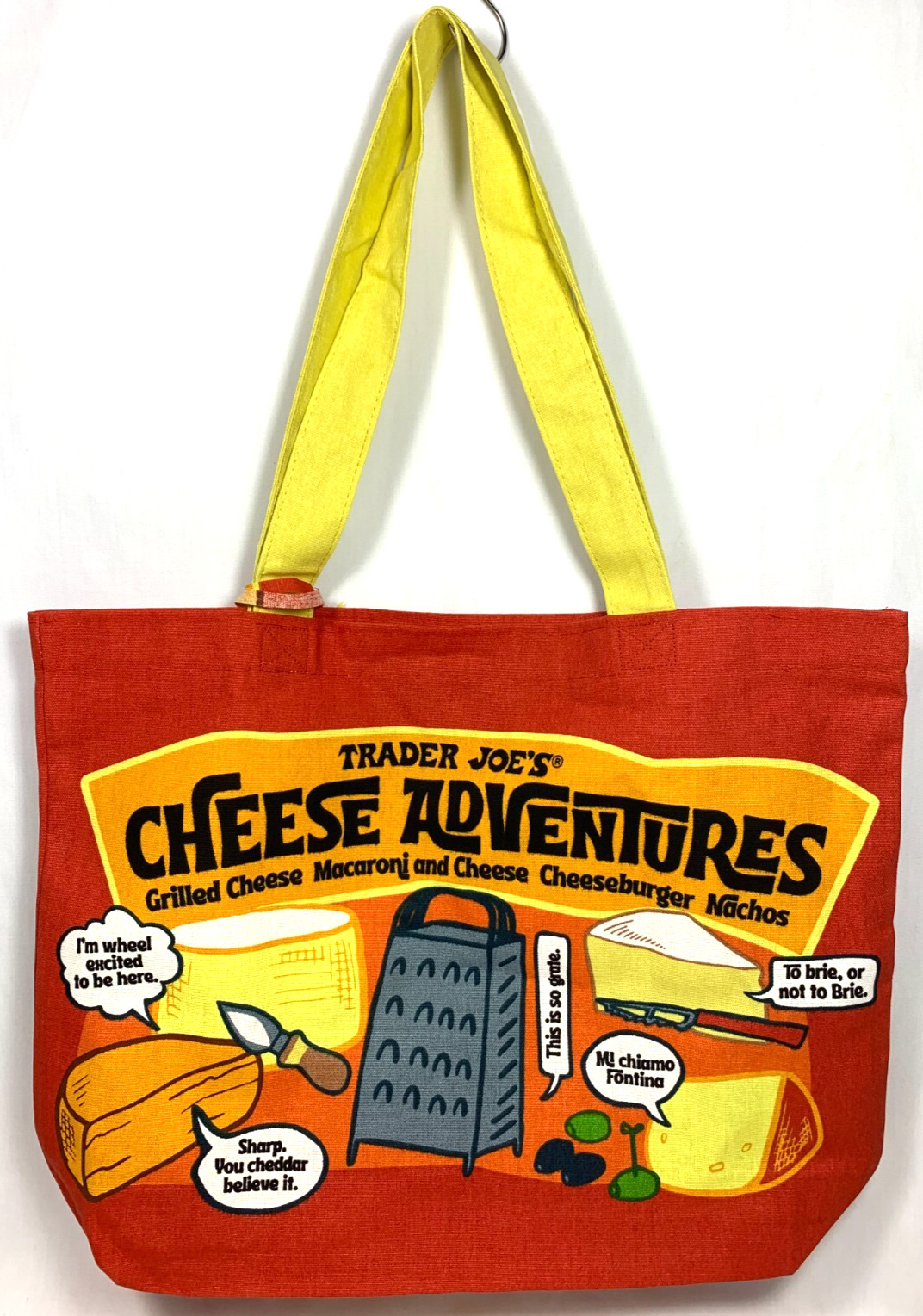 Trader Joe’s Bag Tote Canvas NEW Cheese Adventures Shopping Heavy Duty & Large