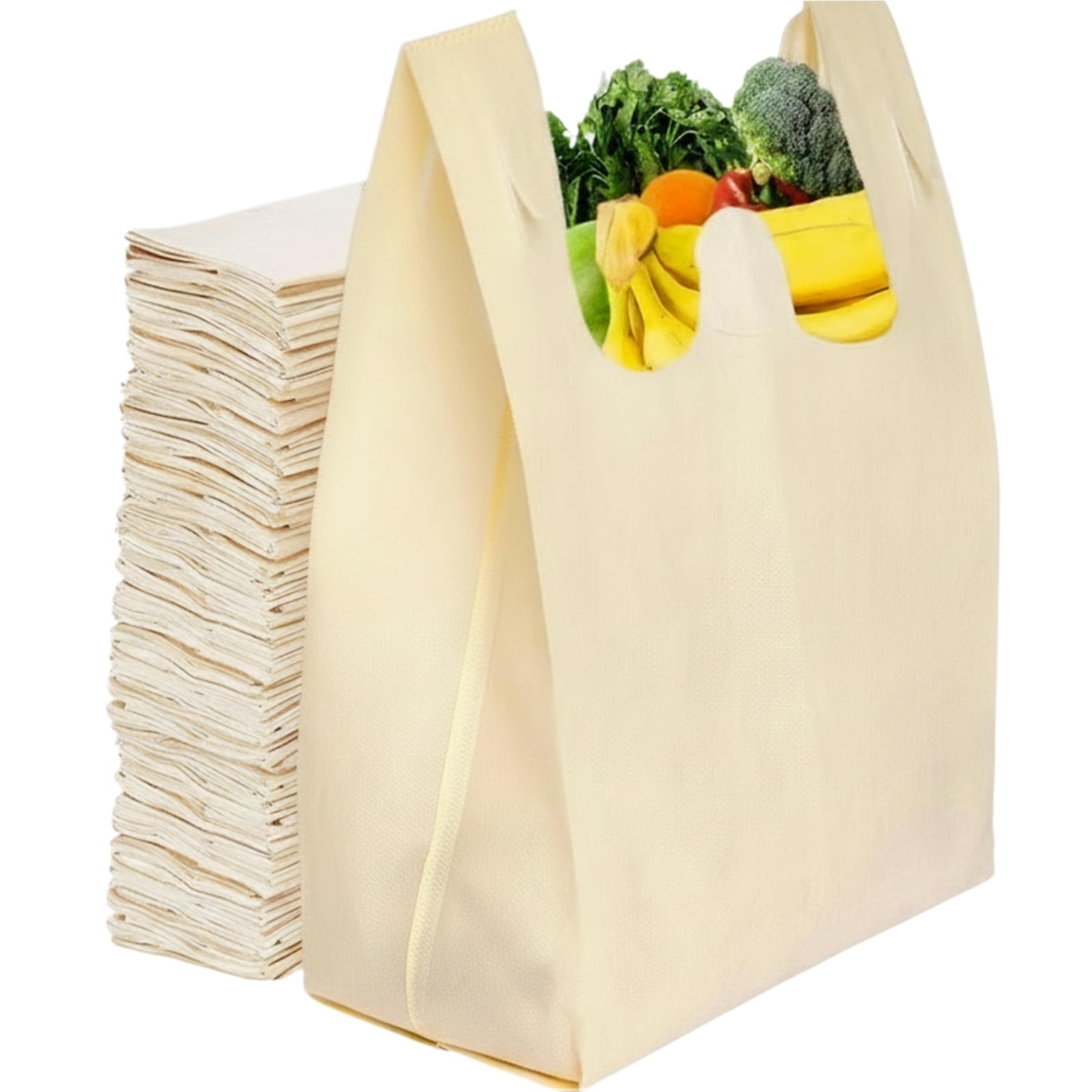 Simply Cool 300 Pack Cream Reusable Eco-Friendly Grocery T-Shirt Shopping Bag…