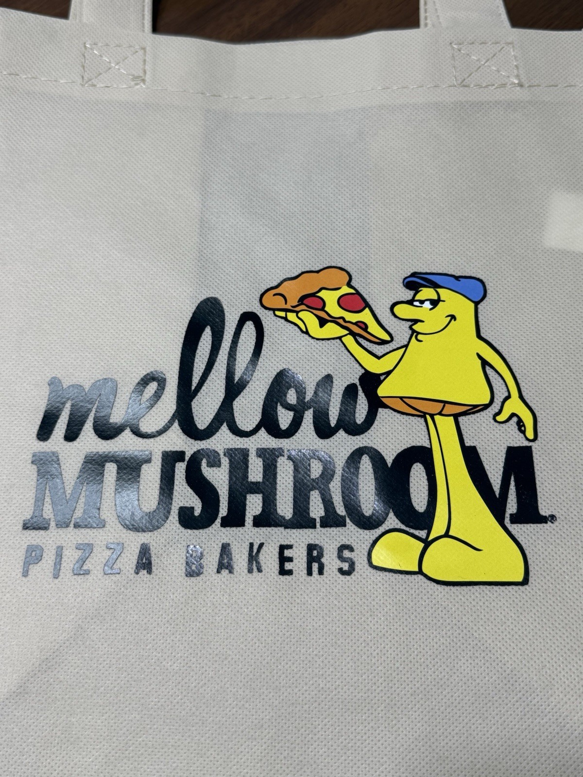 Mellow Mushroom Reusable Grocery shopping bag, Eco friendly 13X10X15