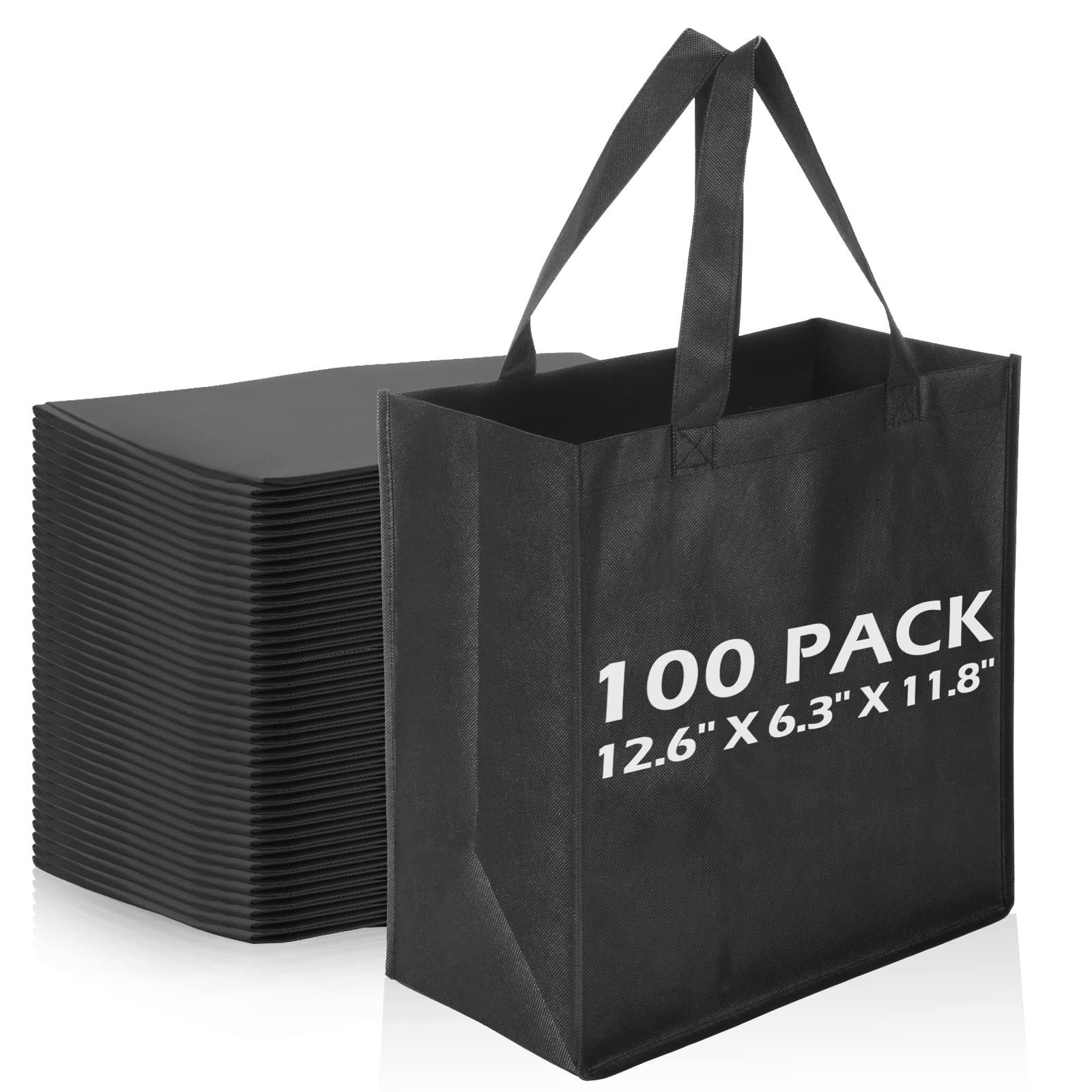 Reginary 100 PCS Reusable Totes Bags – Non Woven Grocery Handle Bags for Shop…