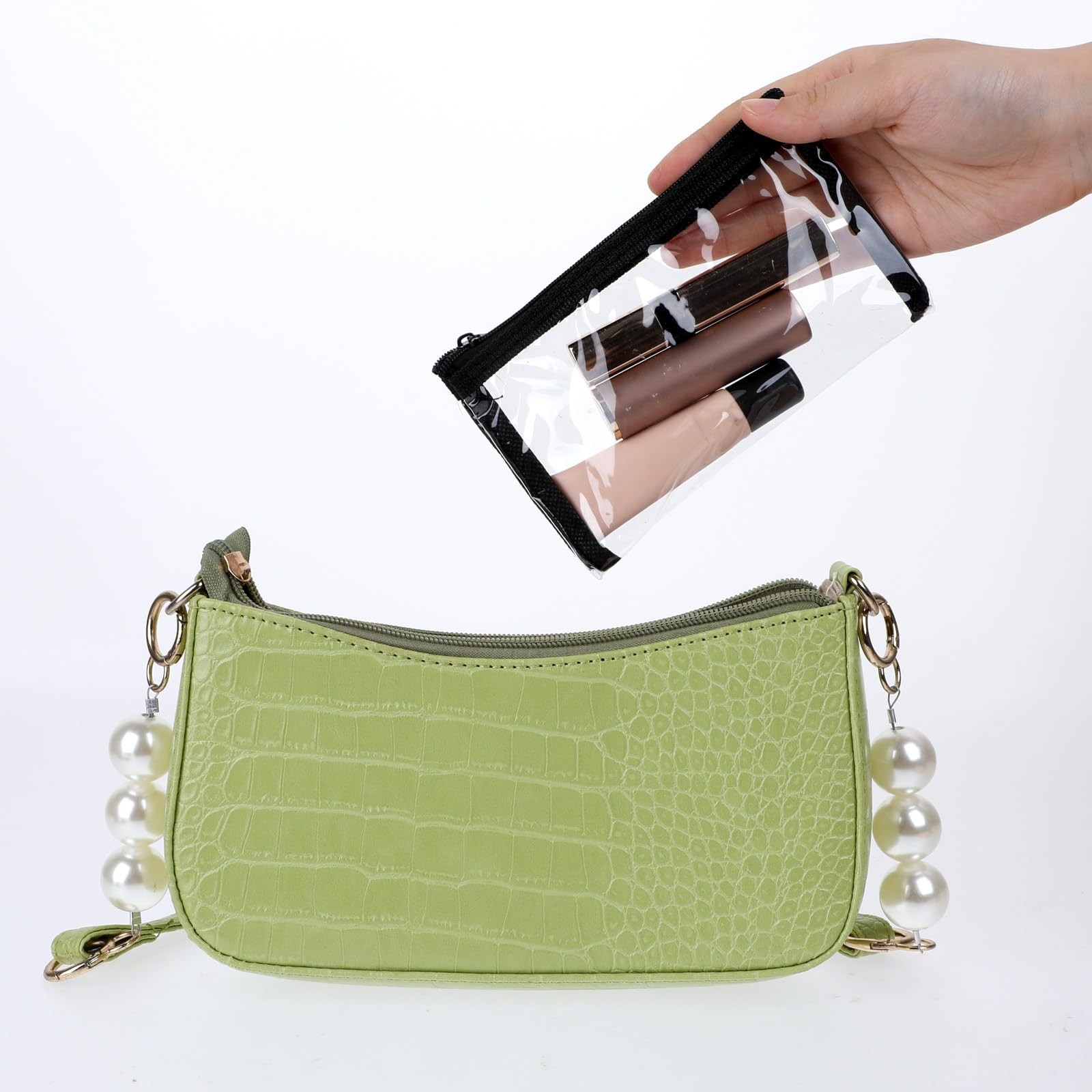 5 Pcs Small Clear Makeup Pouches, Waterproof Cosmetic Bag with Zipper Black