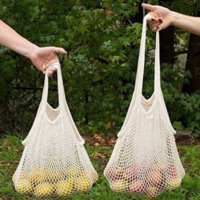 Portable Compact Mesh Grocery Bag Cotton Material Freshly Saver For Daily