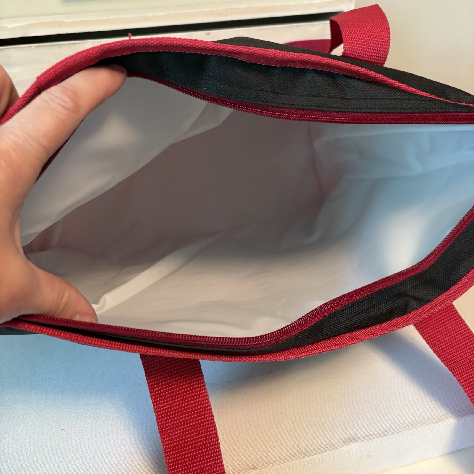 TRADER JOE’S XL Red & Black INSULATED Cooler Tote Bag NWOT