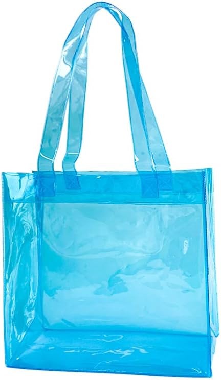 1pcs Waterproof Large Transparent Pvc Shopping Clear Tote Bag W/ Handles Beach