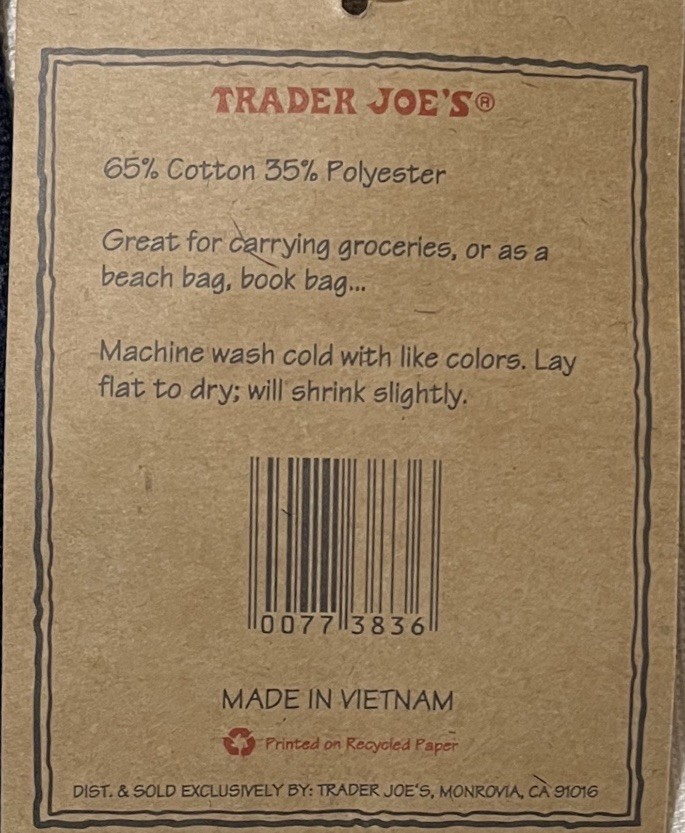 Holiday Green Cream TRADER JOE’s Canvas Reusable Bag Heavy Cotton Shopping Large