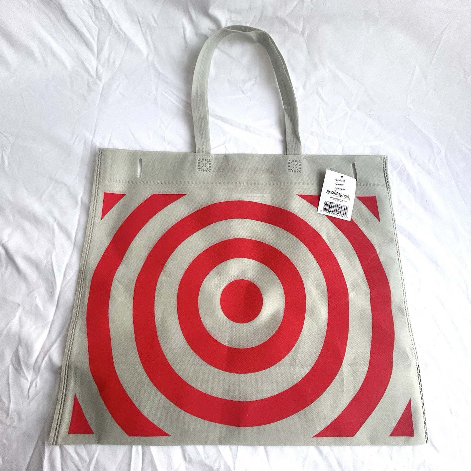 Light Gray with Red Reusable Target Shopping Bag, Washable, NEW