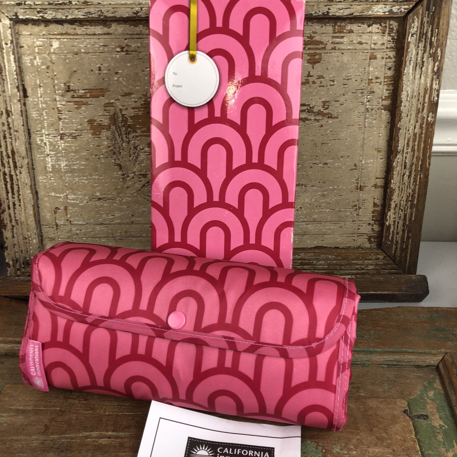 California Innovations Insulated Market Tote Pink Rainbows 17×6.25×15″ NIB