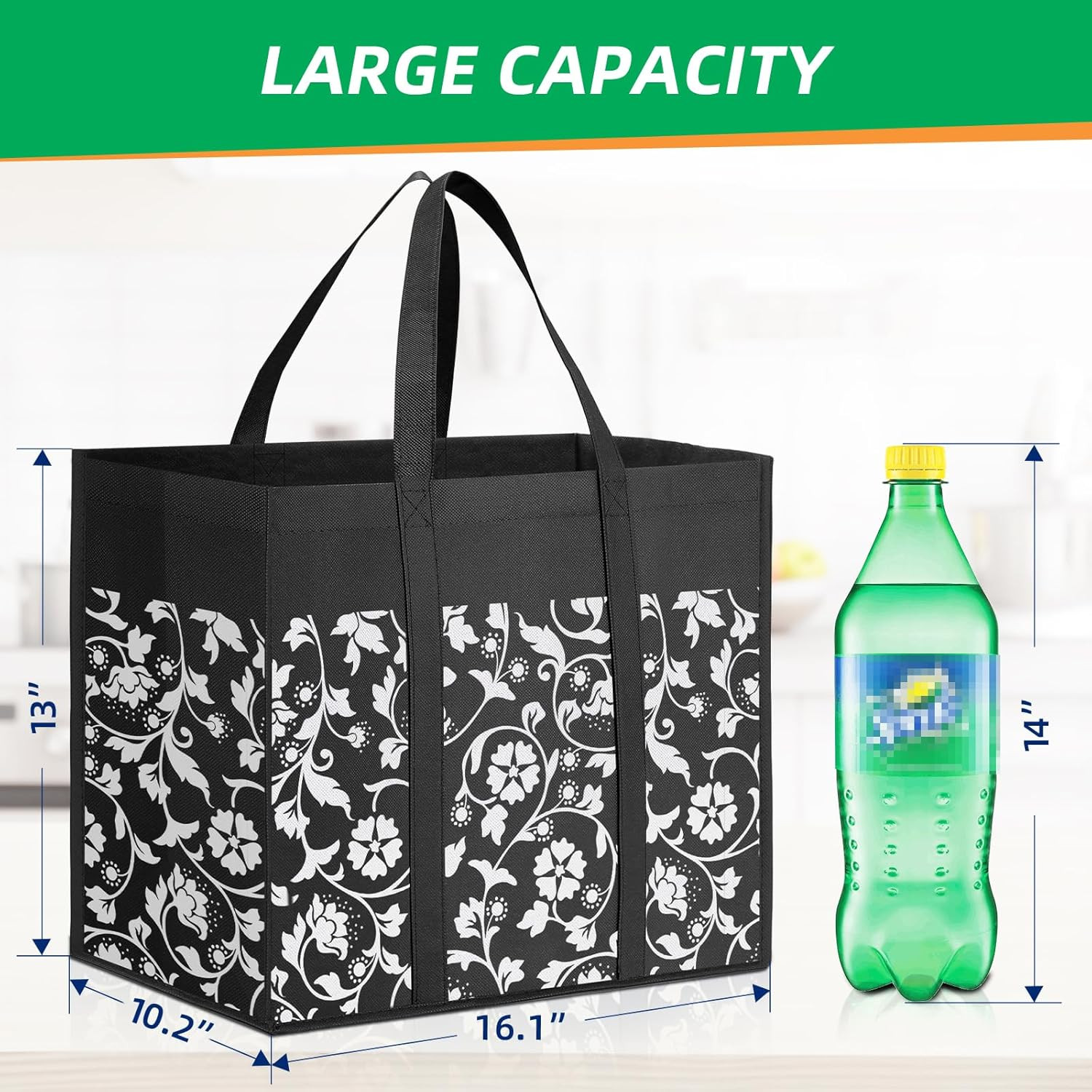 Reusable Grocery Bags Foldable Tote Bags Bulk with Reinforced Handles Shopping B