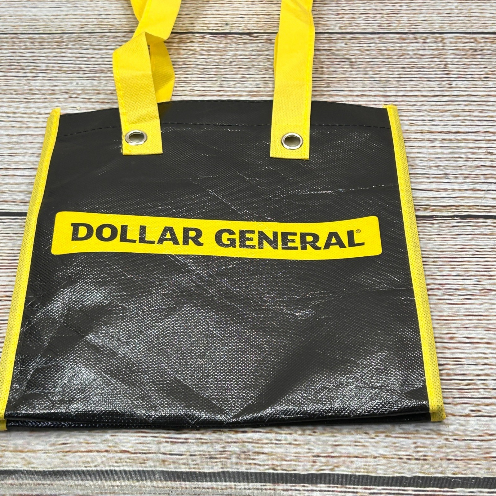Dollar General Reusable Shopping Tote Bag Black Yellow Logo Small Bag Unused