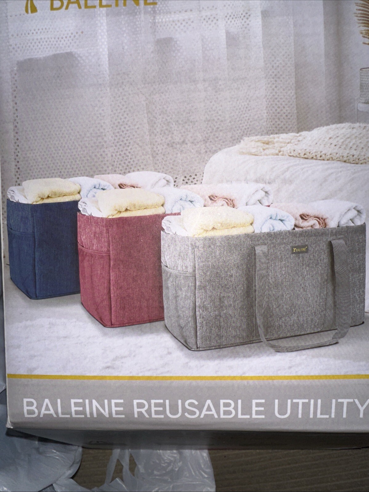 BALEINE Soft Large Utility Tote Foldable Reusable Storage Bag Qty 1 Magenta