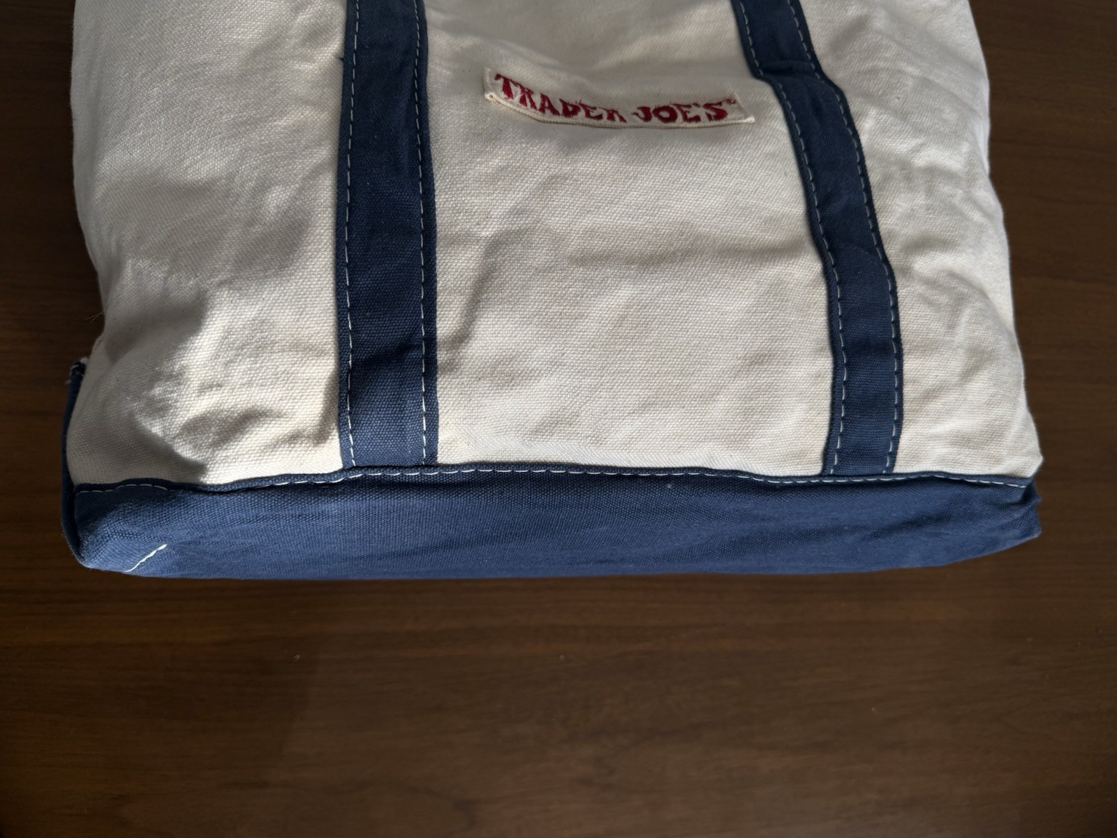 Trader Joe’s Canvas Tote Bag Large Canvas Boat Tote Navy Blue Grocery Beach