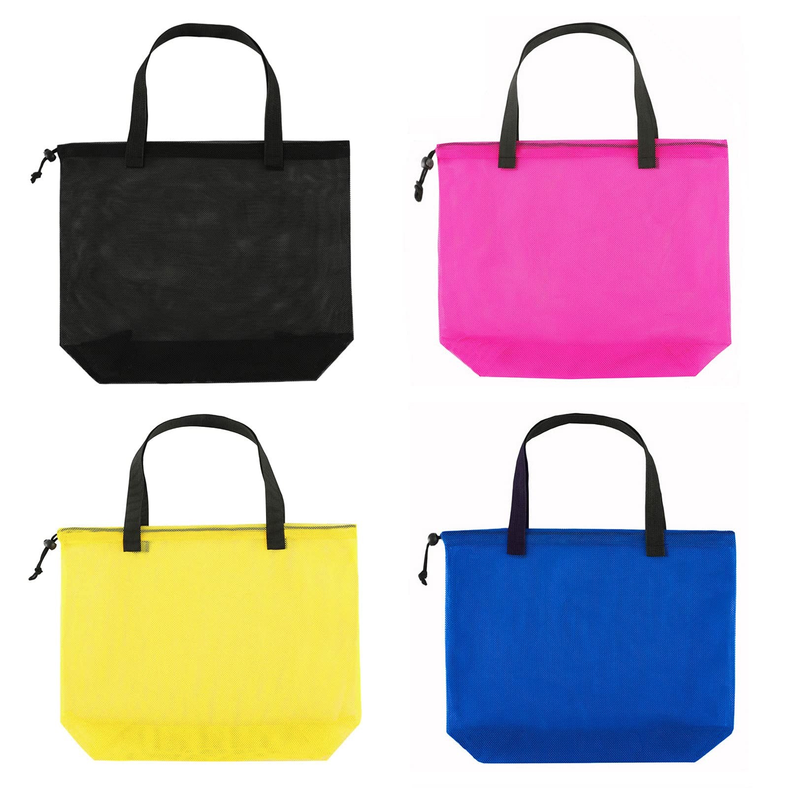 Resuable 4Pack Shopping Mesh Tote BagsMesh Beach Bags With Drawsting For Trav…