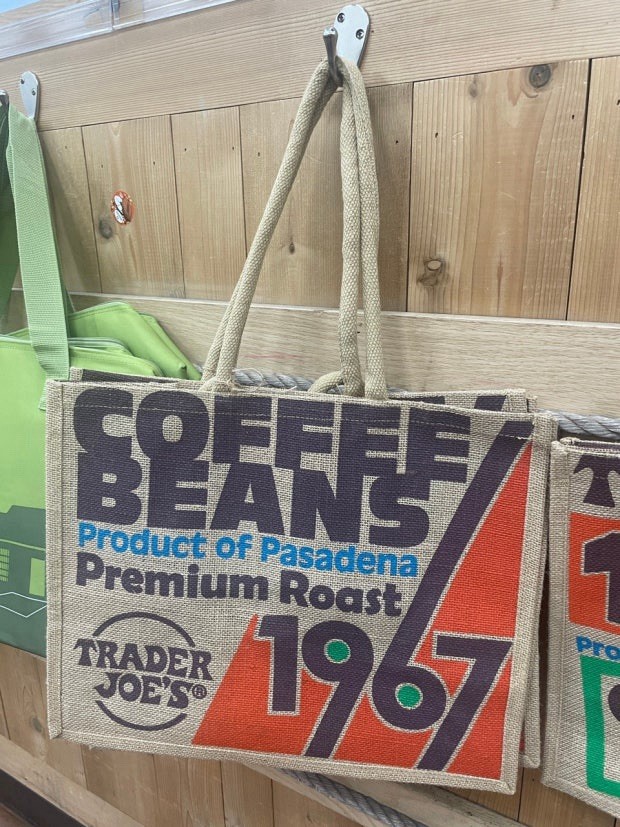 New Trader Joe’s Pasadena Coffee Beans Reusable Shopping Grocery Jute Burlap Bag