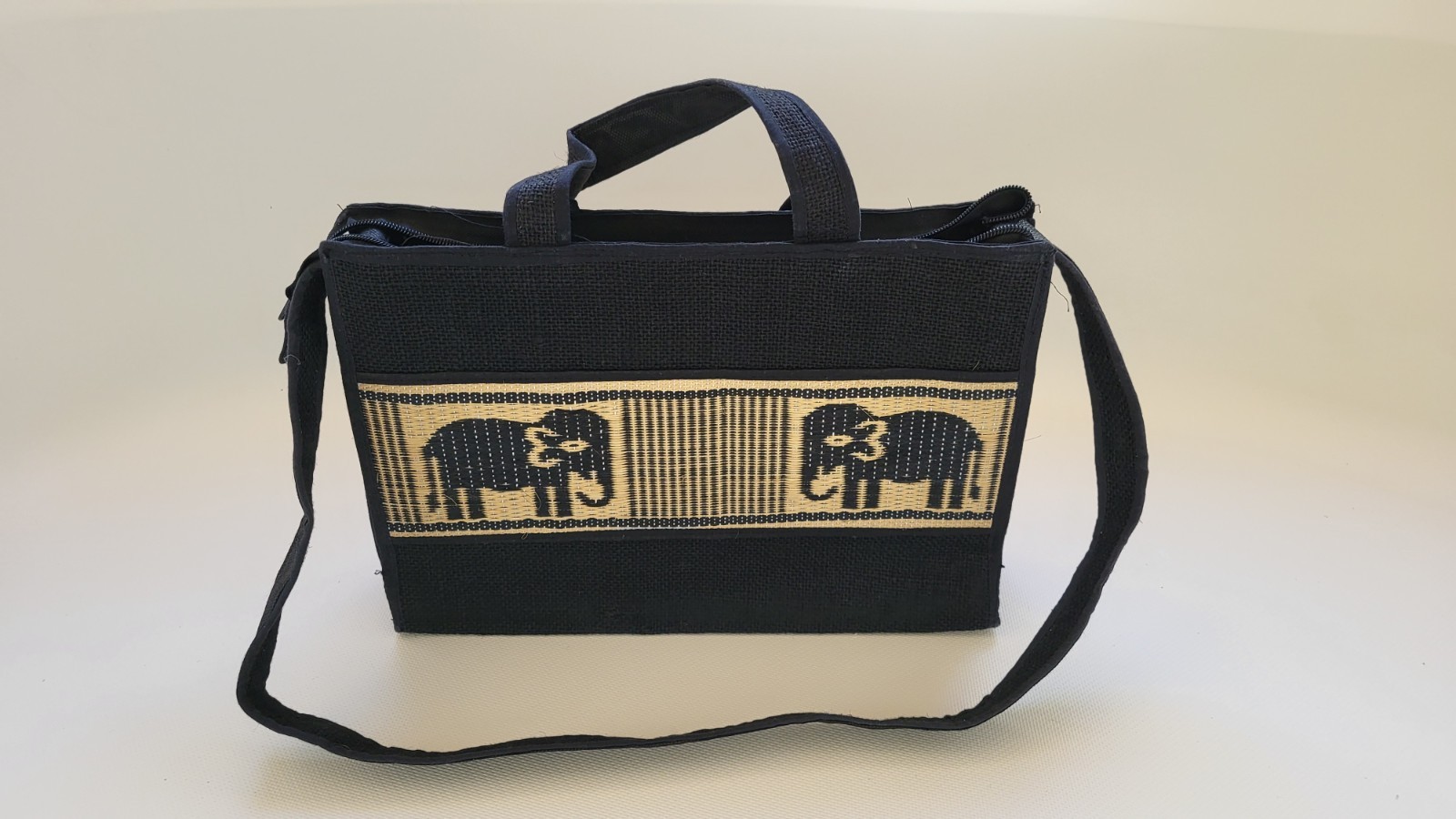 Women’s Tote Bag Crossbody Eco Bamboo Thailand Purse Elephant Boho-Chic 15×10″