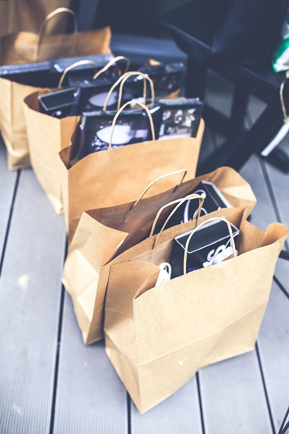 20 x 5 x 17 in. Large Premium Brown Kraft Paper Shopping Bags with Handles 25 pc
