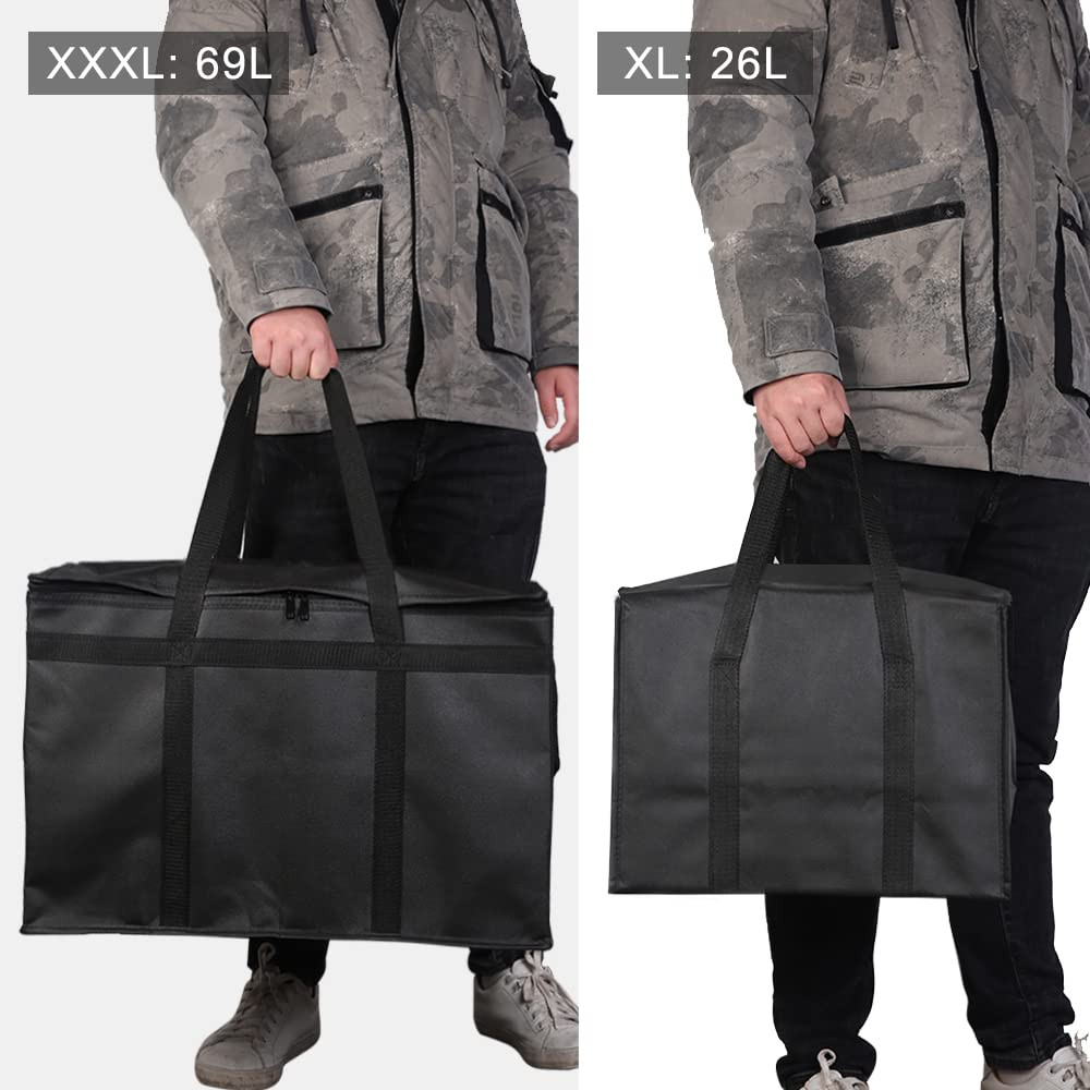 XXXL Insulated Grocery Cooler Tote Bag 22X14X13, Black, 1-Pack
