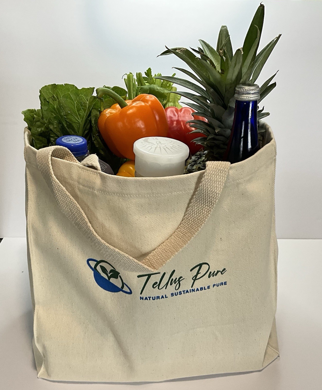 TellusPure Medium Canvas Reusable Grocery Shopping Bag Beach Tote Durable