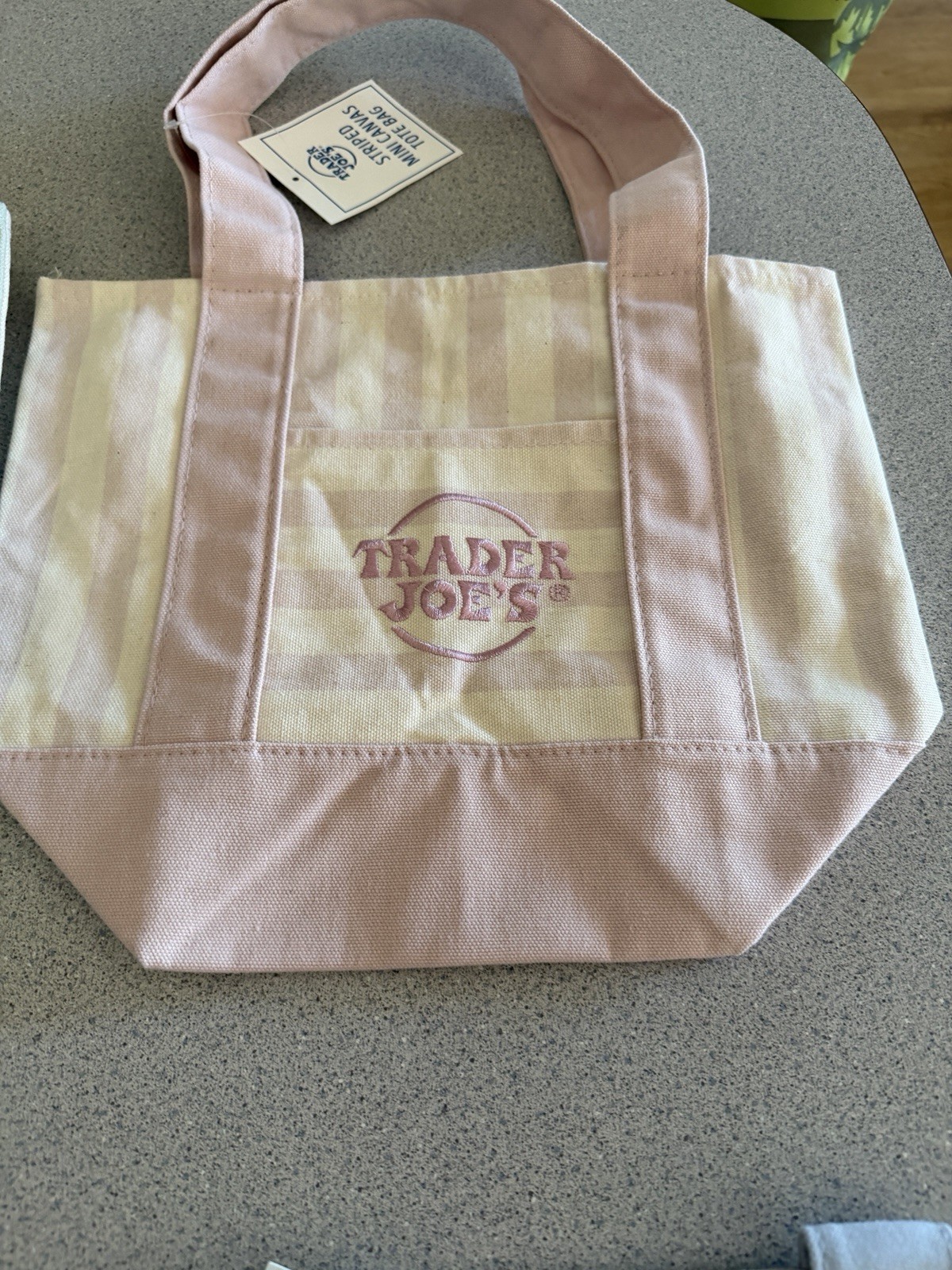 New Trader Joe’s Limited Edition Mini Canvas Tote Bag 2026 Summer Striped All 4