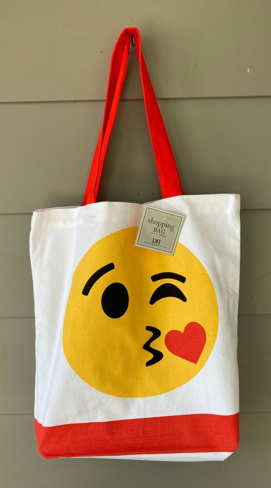 Blowing a Kiss Emoji Face Canvas Tote Bag