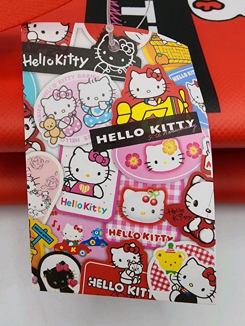 Sanrio Hello Kitty 50th Anniversary Reuseable Shopping Tote Beach Bag, Red