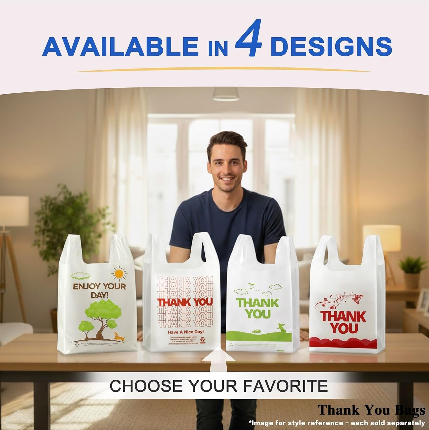 Efficient White Thank You Plastic Bags – 11”x6”x21” Reusable & Affordable