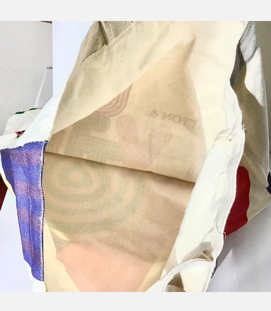 Louis Vuitton Reusable Canvas Tote Shopping Bag Cream Multicolor 16x16x11″ OS