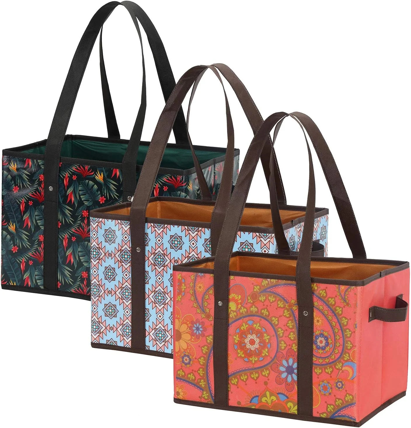 Foraineam Reusable Grocery Bags Set Durable Heavy Duty Tote Bag Collapsible Groc