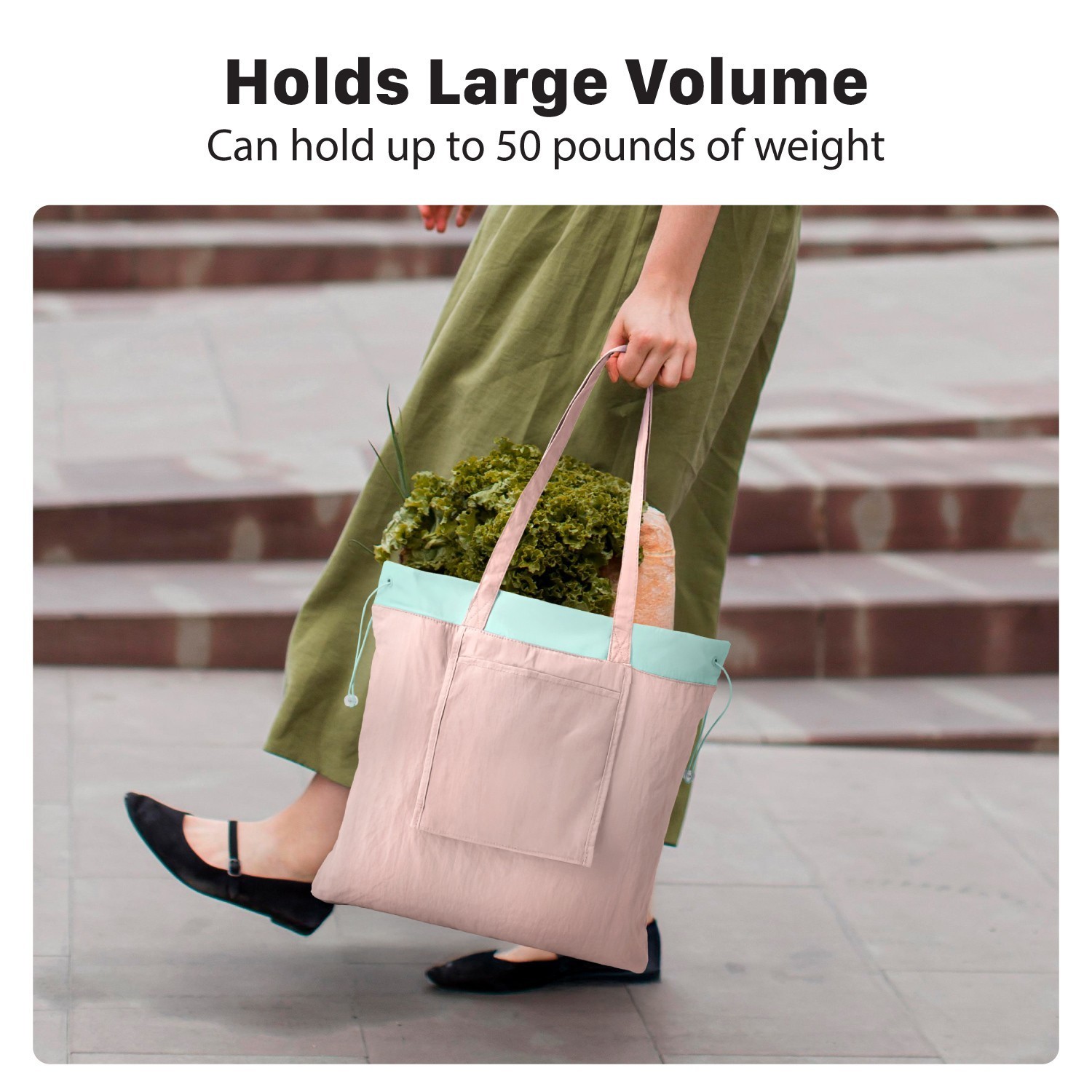 Garnen 2x Foldable Shopping Bag Reusable Nylon Tote Bag 17″x17″ Machine Washable