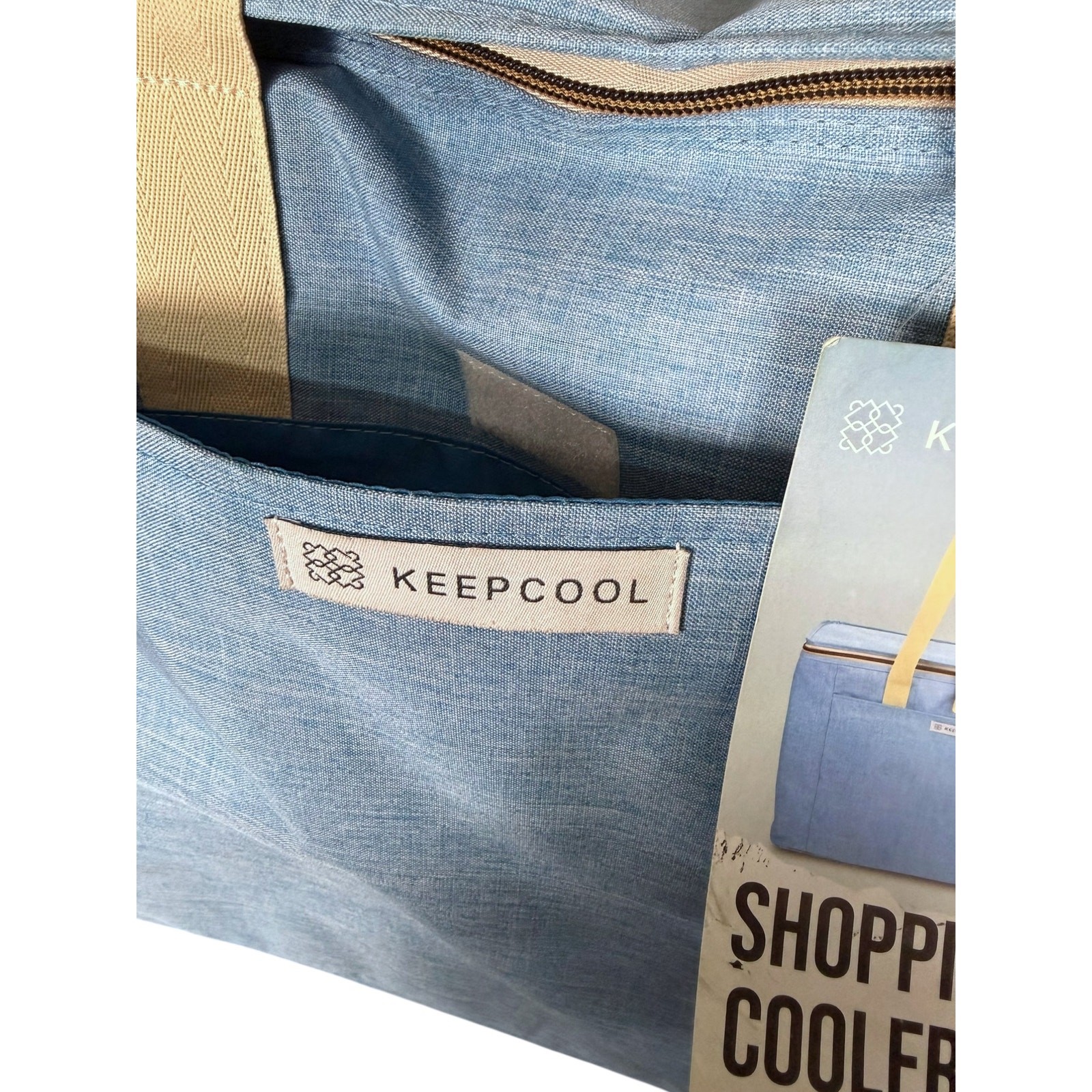 Keep Cool Insulated Reusable Shopping Bag Cooler Light Blue & Cream – NWT