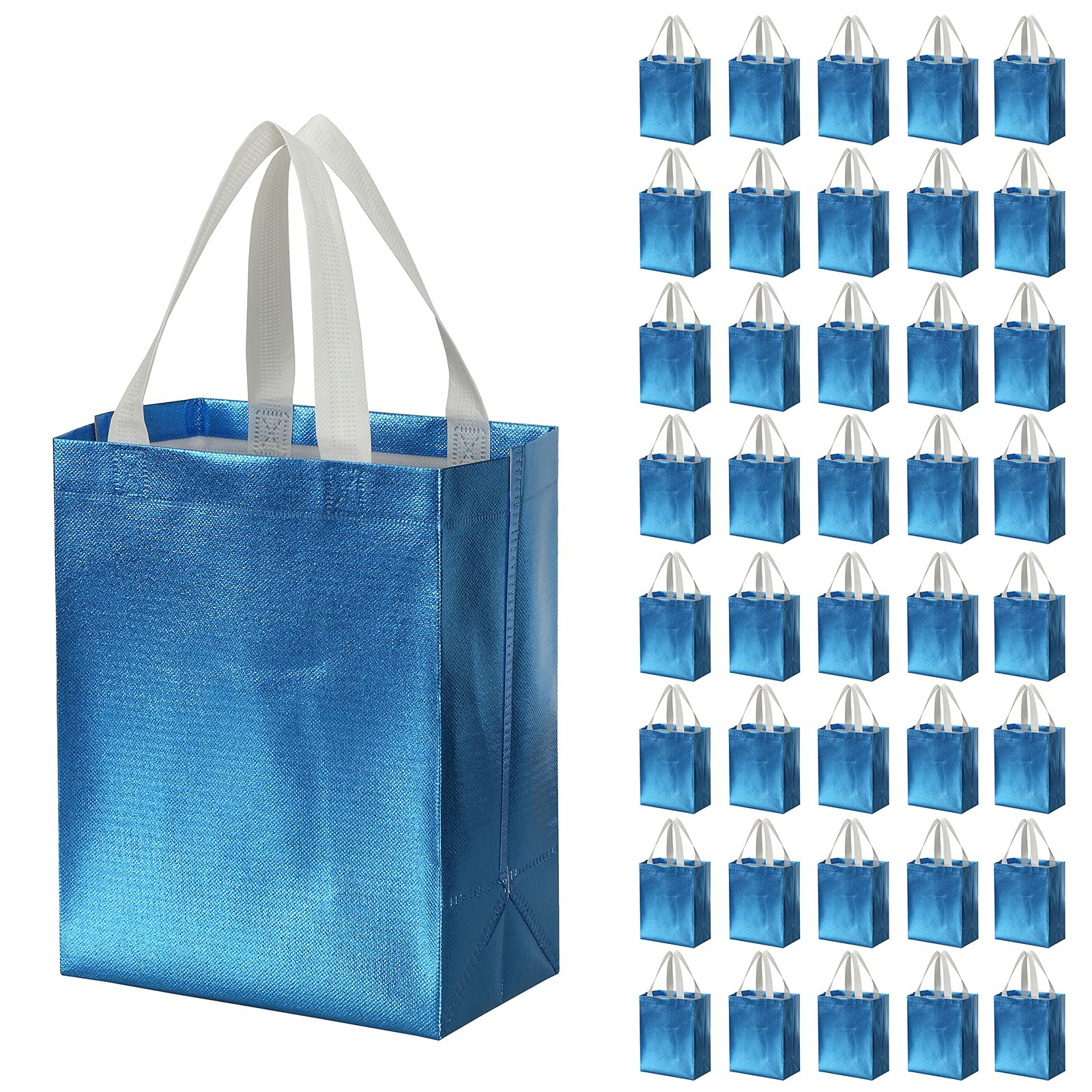 40 Pack Glossy Reusable Grocery Bags, 10 x 8 Inch Shopping Tote Bag with Hand…