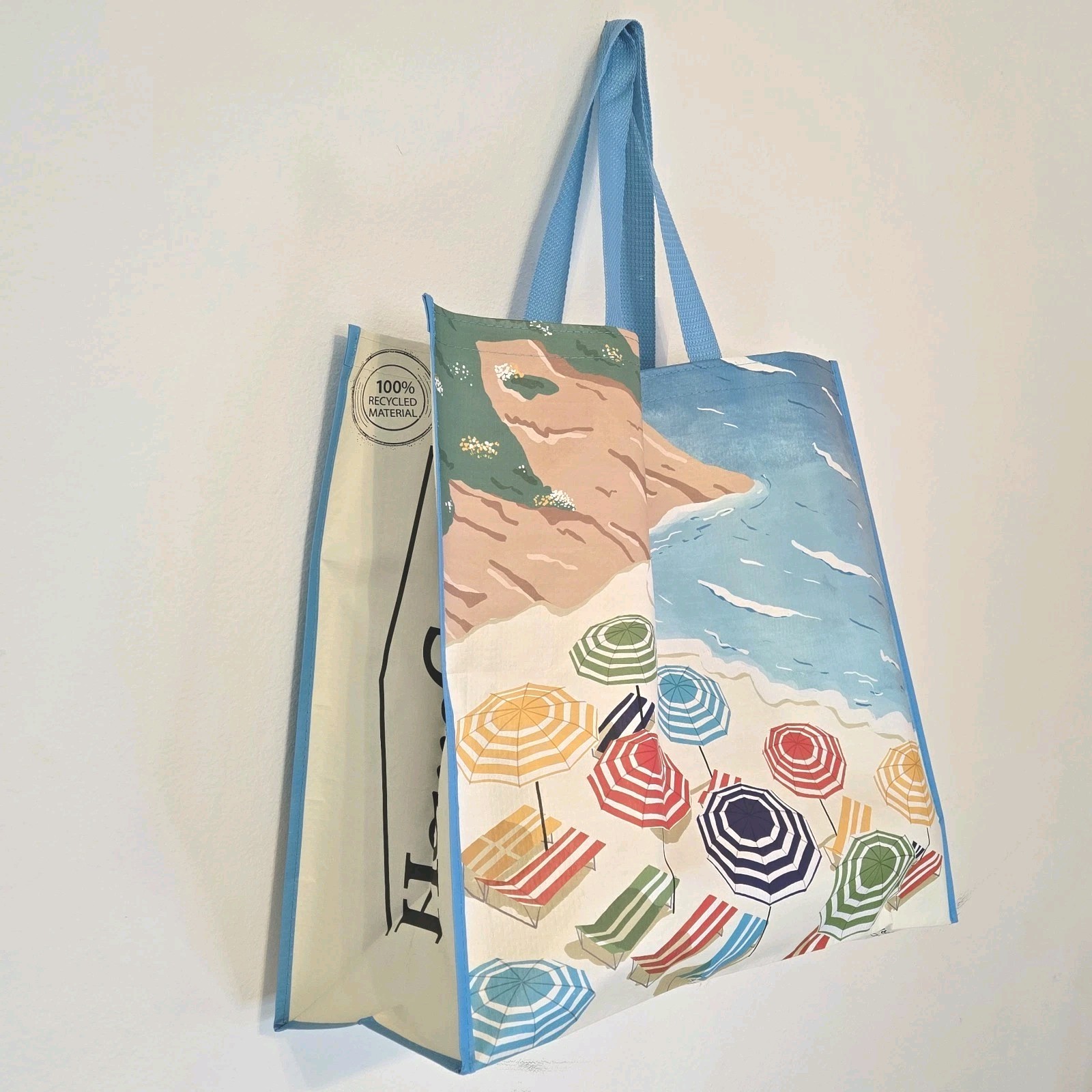Beach Tropical Umbrellas Vacation Sand Shopping Gift Tote Bag Homegoods New