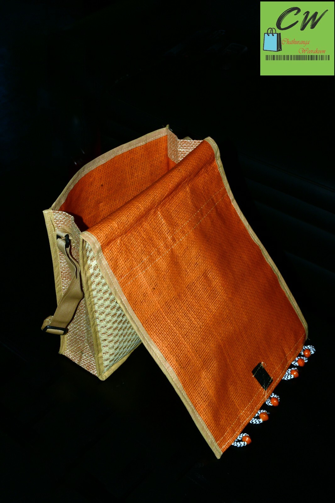 JUTE REUSABLE SIDE BAG TRADITIONAL SRI LANKAN ECO FRIENDLY HANDMADE 100%