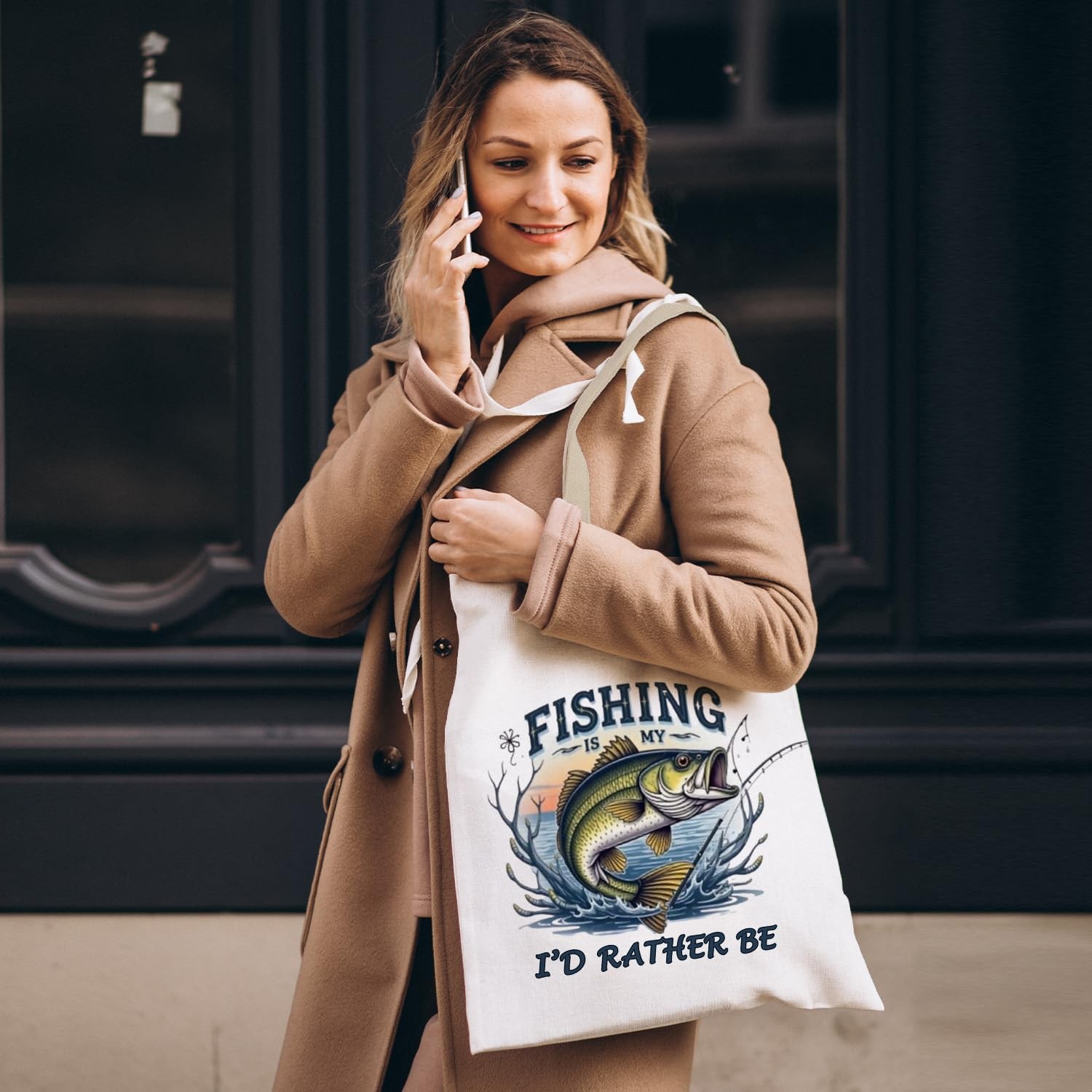 Fishing Camping Tote Bag, I’D Rather Be Fishing Bag, Fisherman Gifts, Funny F…