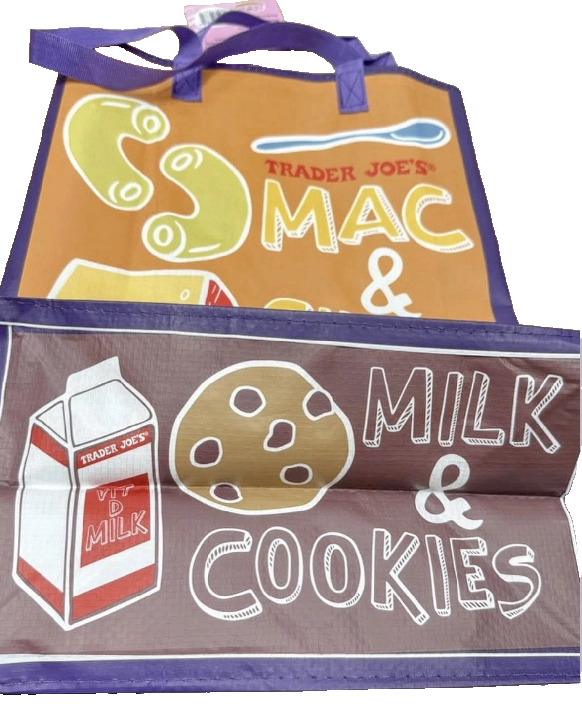 Trader Joe’s Reusable PB JAM/Cookies Milk/Mac Cheese Tote Bag 6 Gal New