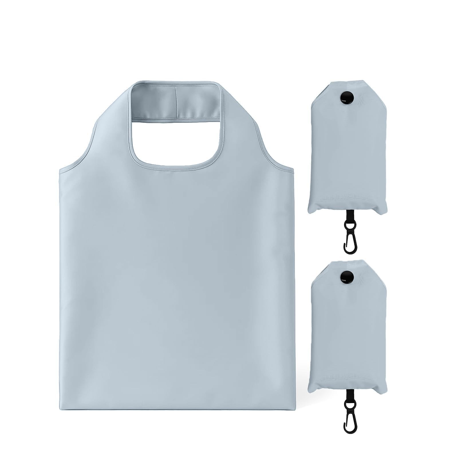 2 Pack Foldable Shopping Bag, Waterproof Reusable Medium, B7-gray
