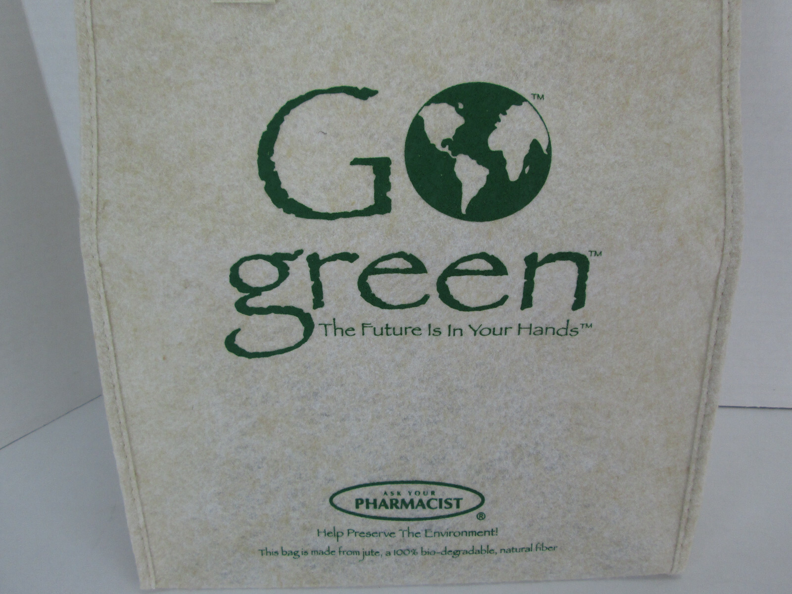 Lot of 2 New Go Green Jute Reusable Tote Bag 10″ x 5″ x 13″ Bio-degradable Fiber