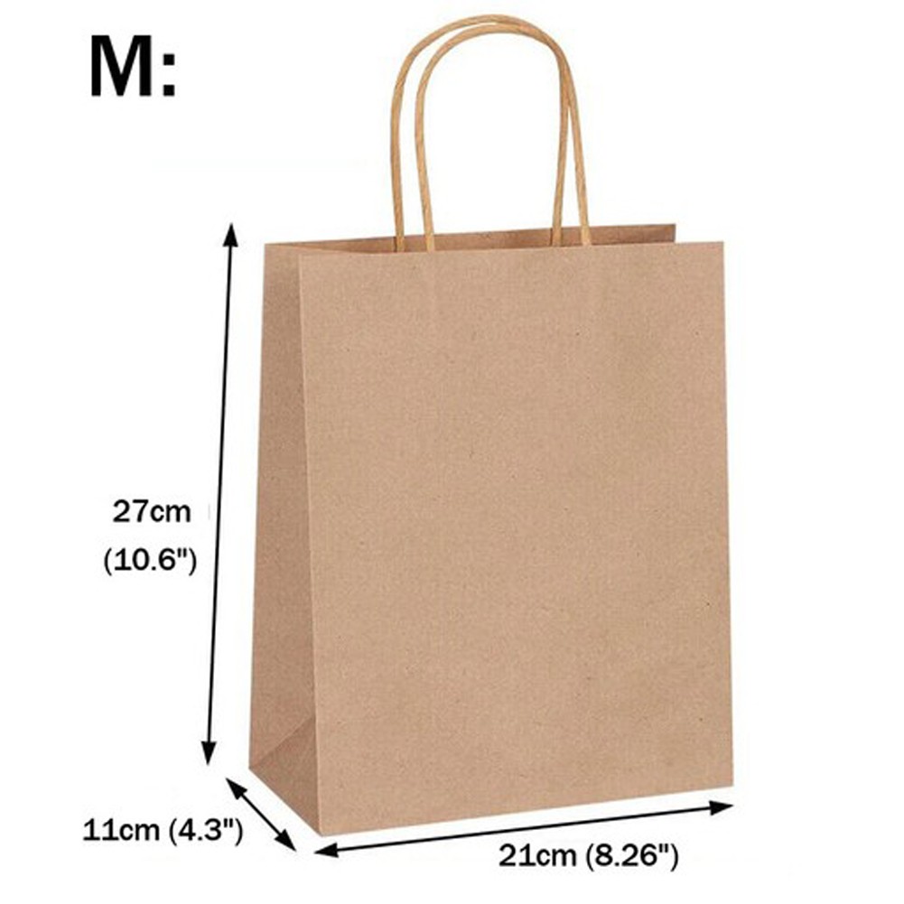 50/100 Large Brown Kraft Paper Shopping Gift Bags with Handles 10.6×8.26×4.3inch