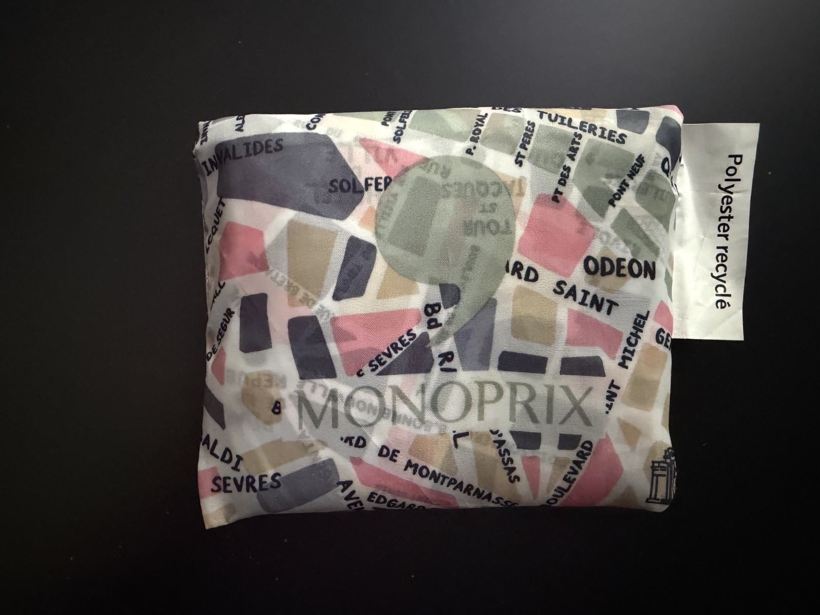 Monoprix re-usable nylon shopping bag Paris city streets and landmarks-Brand new