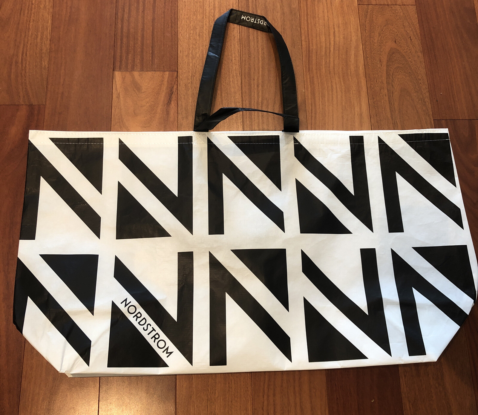 Nordstrom Shopping Tote Reusable Plastic Shopping Eco Black XXL Bag Double Strap