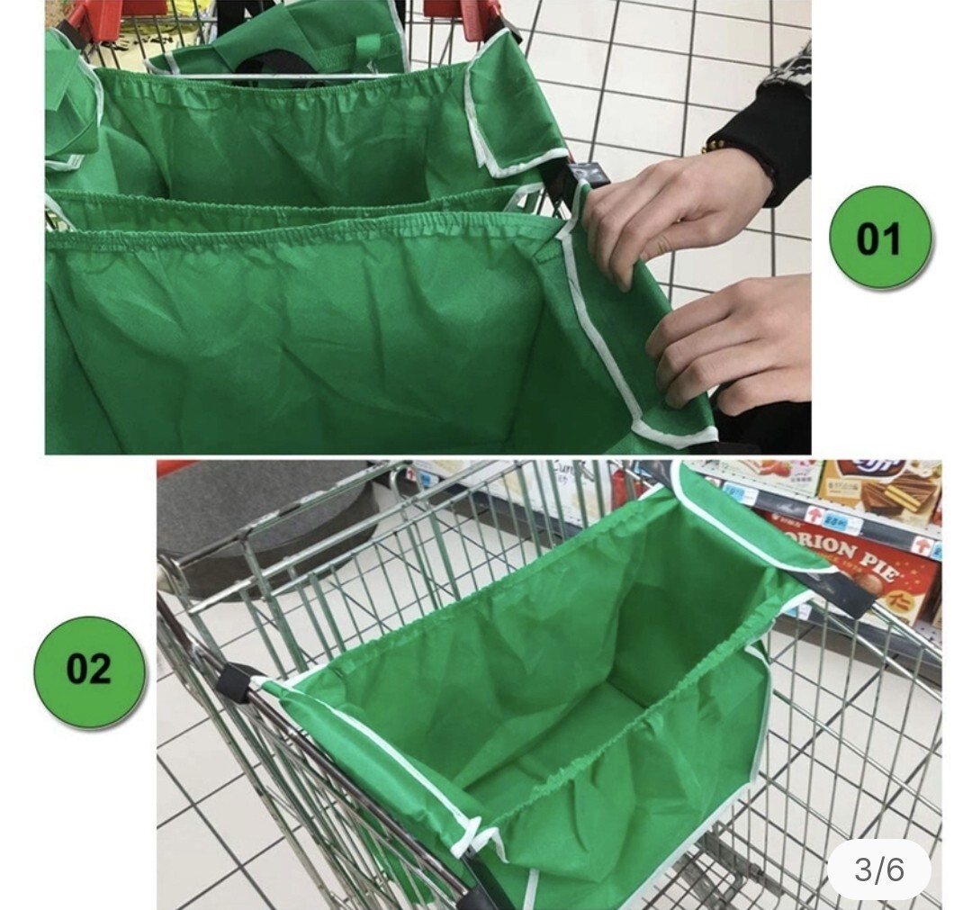 Reusable Shopping Bags Green Eco Foldable Handle Trolley Bag Grocery