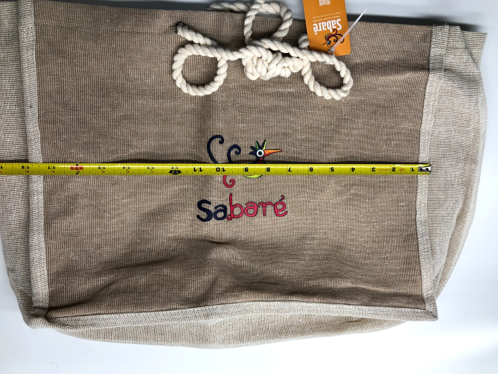 Sabare Jute Tote Grocery Bag Beige Womens Handle Everyday Essentials Large