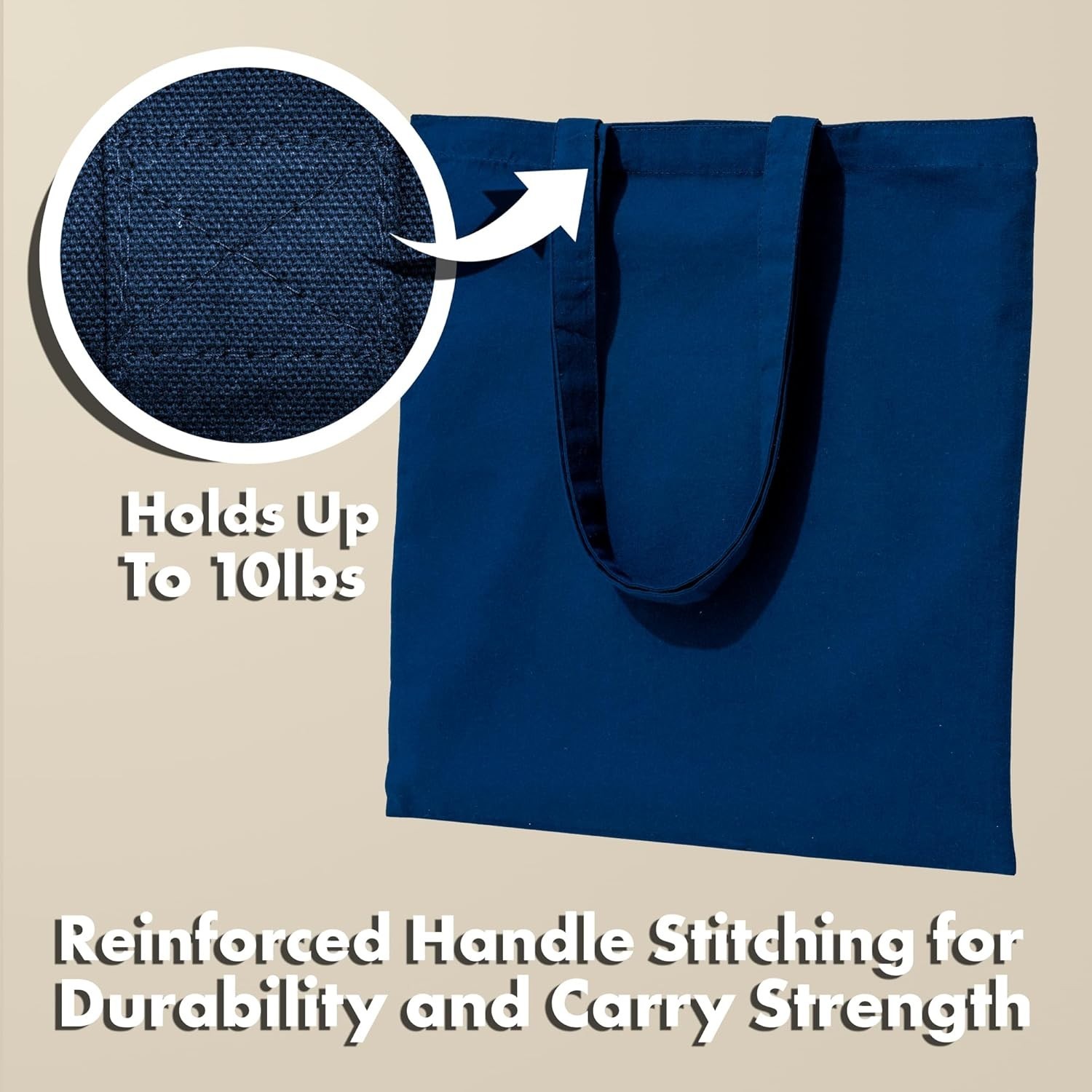 Navy Blue Canvas Tote Bags – Sustainable 15×16 Organic Cotton for Everyday Use