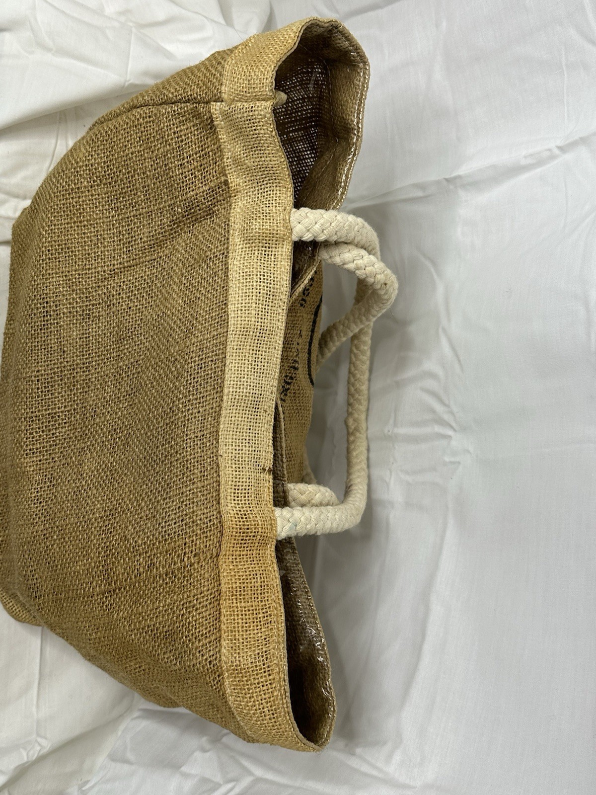 Vintage Trader Joe’s Mini Jute Tote Bag Retired Burlap Rope Handle Market Bag