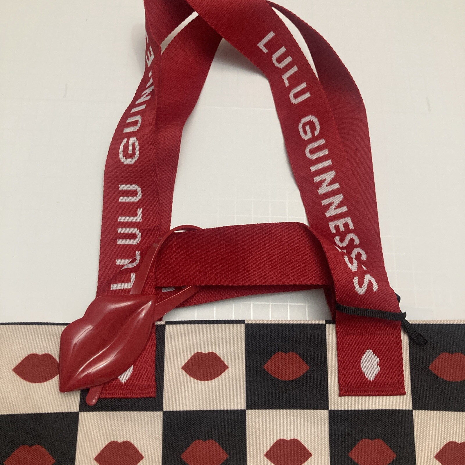 Waitrose Lulu Guinness Chess Bag Lips Crown Checker Board Black White Red 2024