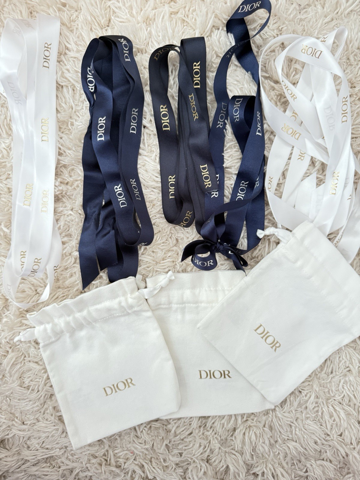 Authentic Dior White/Gold Empty Gift Shopping Paper Bags w/Card,ribbon Bulk sale