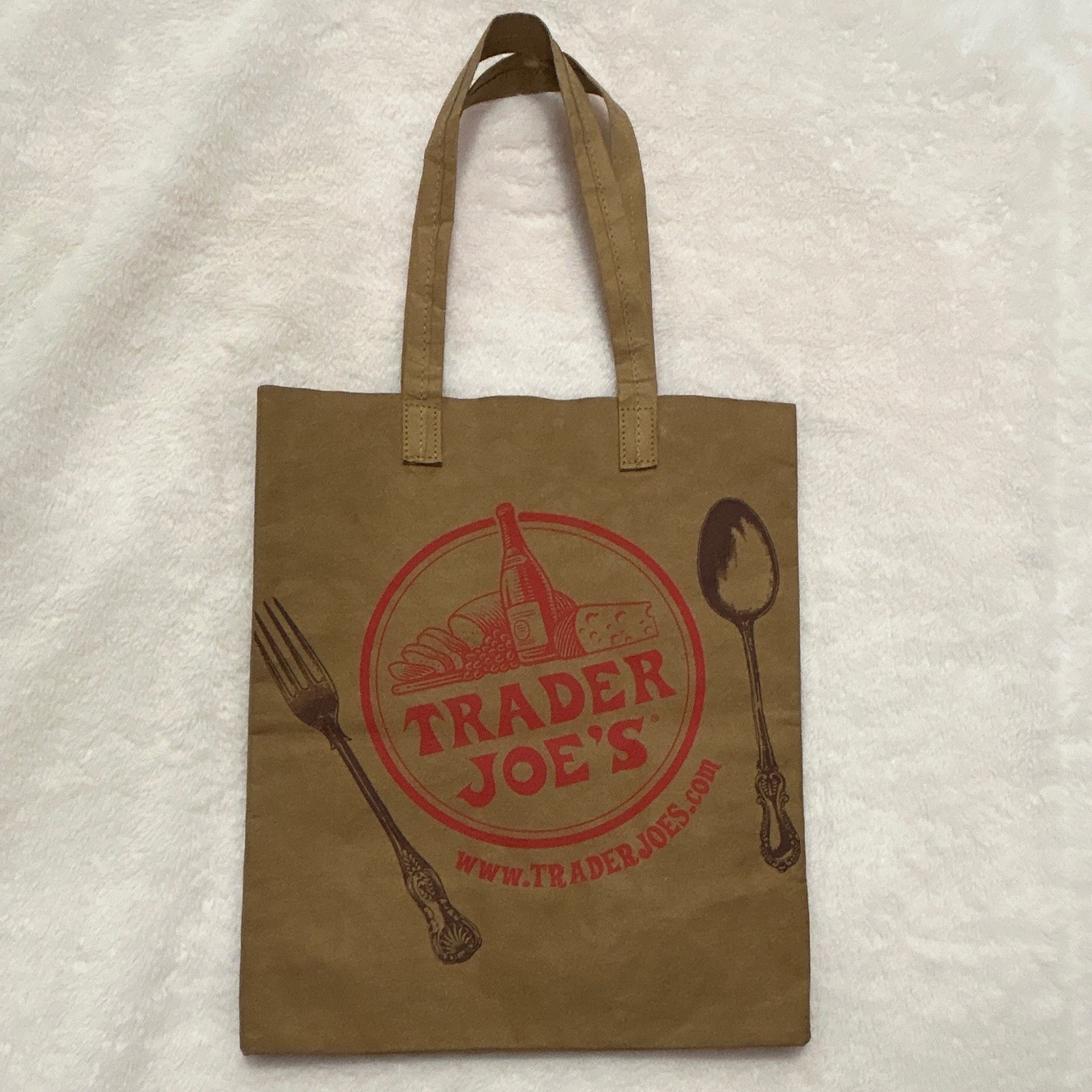 Trader Joe’s Reusable Tote Bag Graphic Print Brown/Red/Black 11x6x14 in